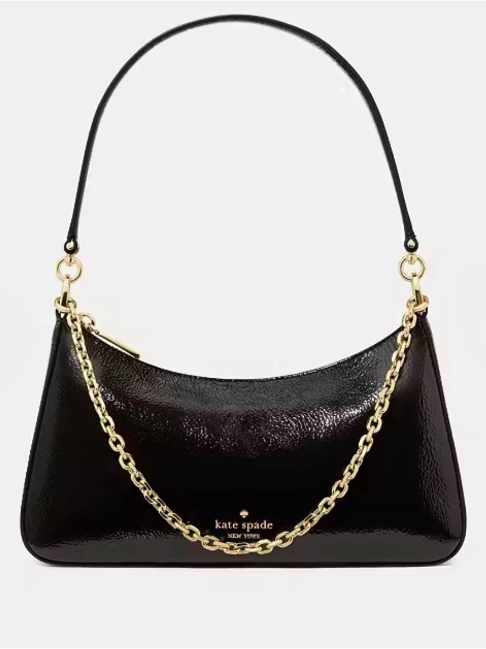 kate spade Margot Shiny Leather Shoulder Bag in Black
